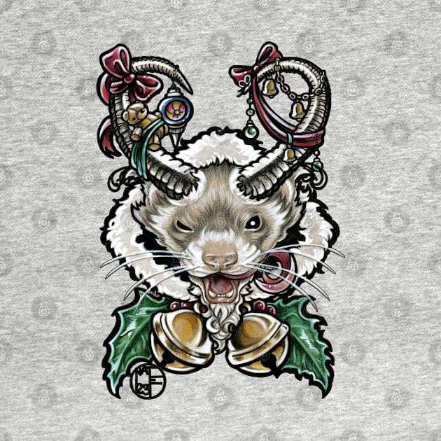 Krampus Ferret - Black Outlined Version by Nat Ewert Art